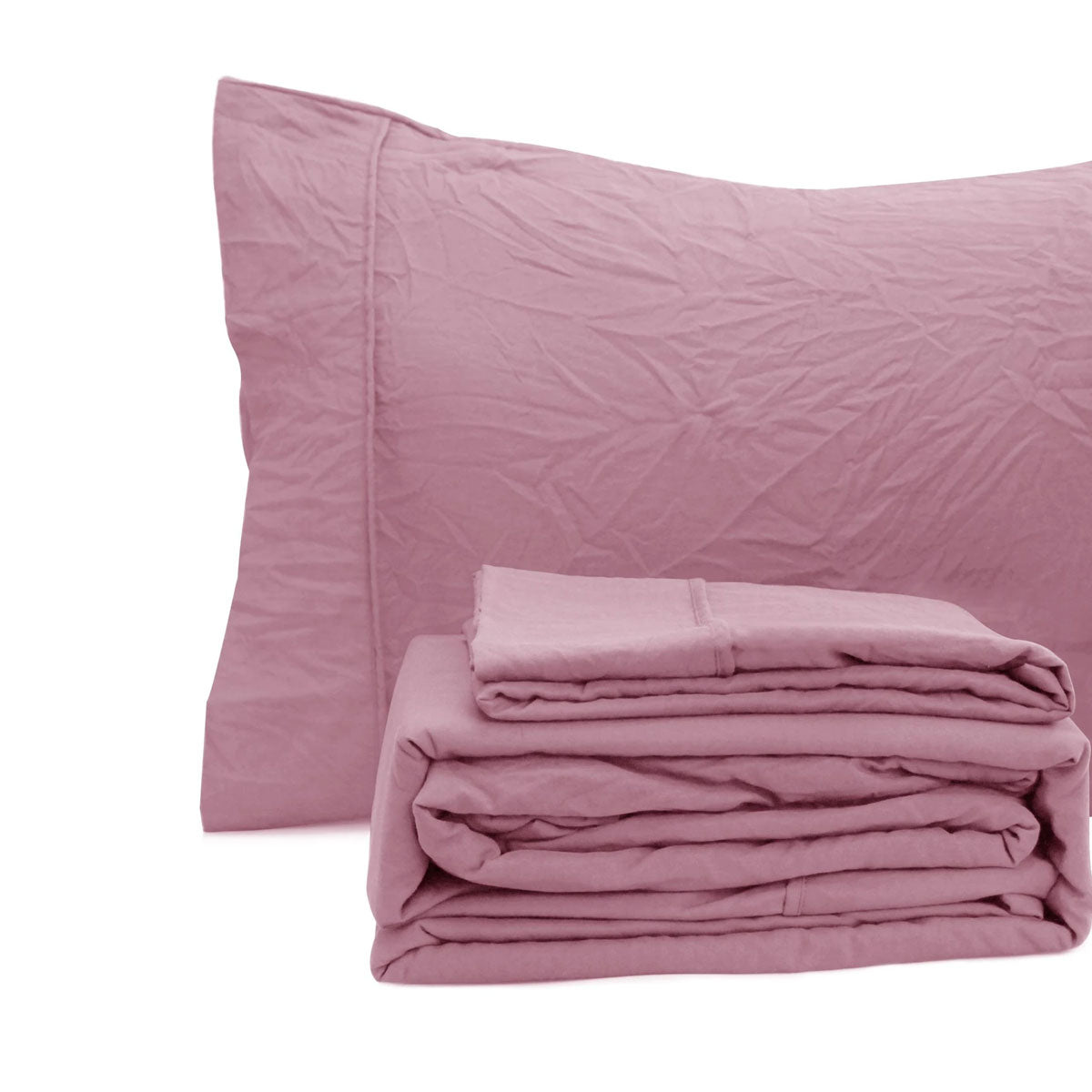 Classic Rose Pebble Wash Linen Look Alternative Sheet Set Single