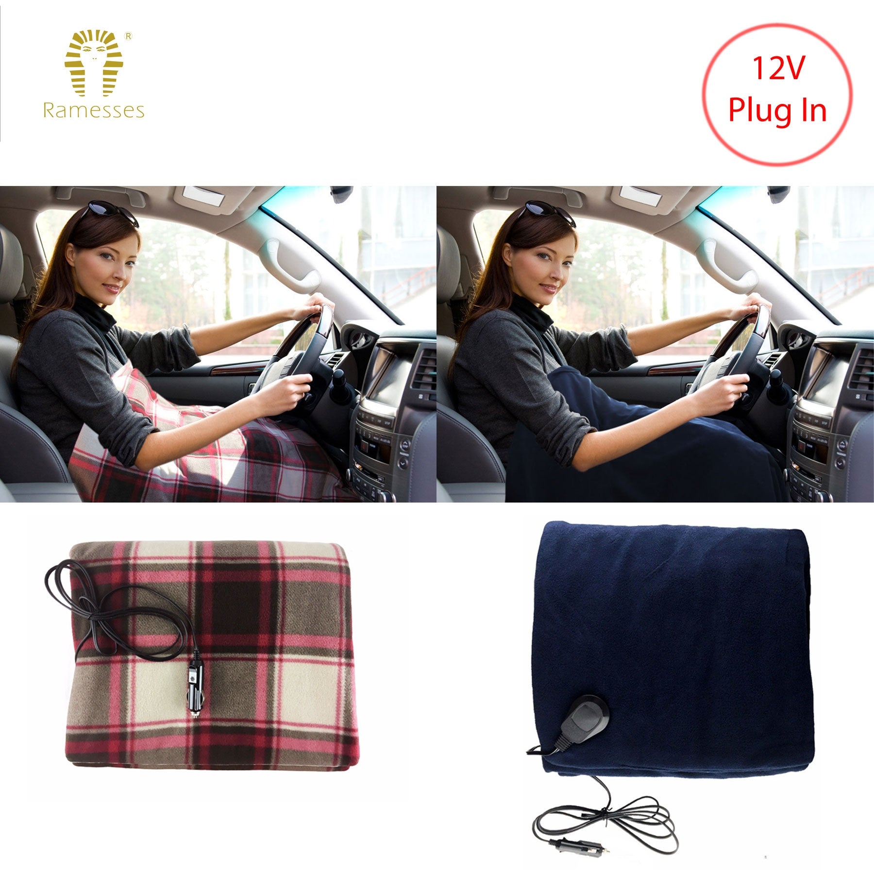 Electric heated Car Snuggle 110 x 150 cm Red Checkered