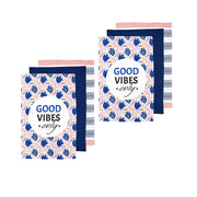 Ladelle Set of 6 Arise Good Vibes Tea Towels Blue