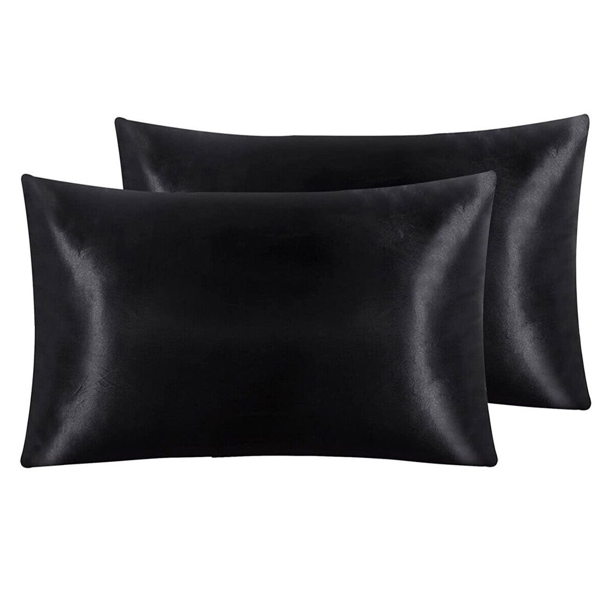 Pair of Standard Satin Silk Pillowcases with Envelope Closure 51 x 76 cm Ivory
