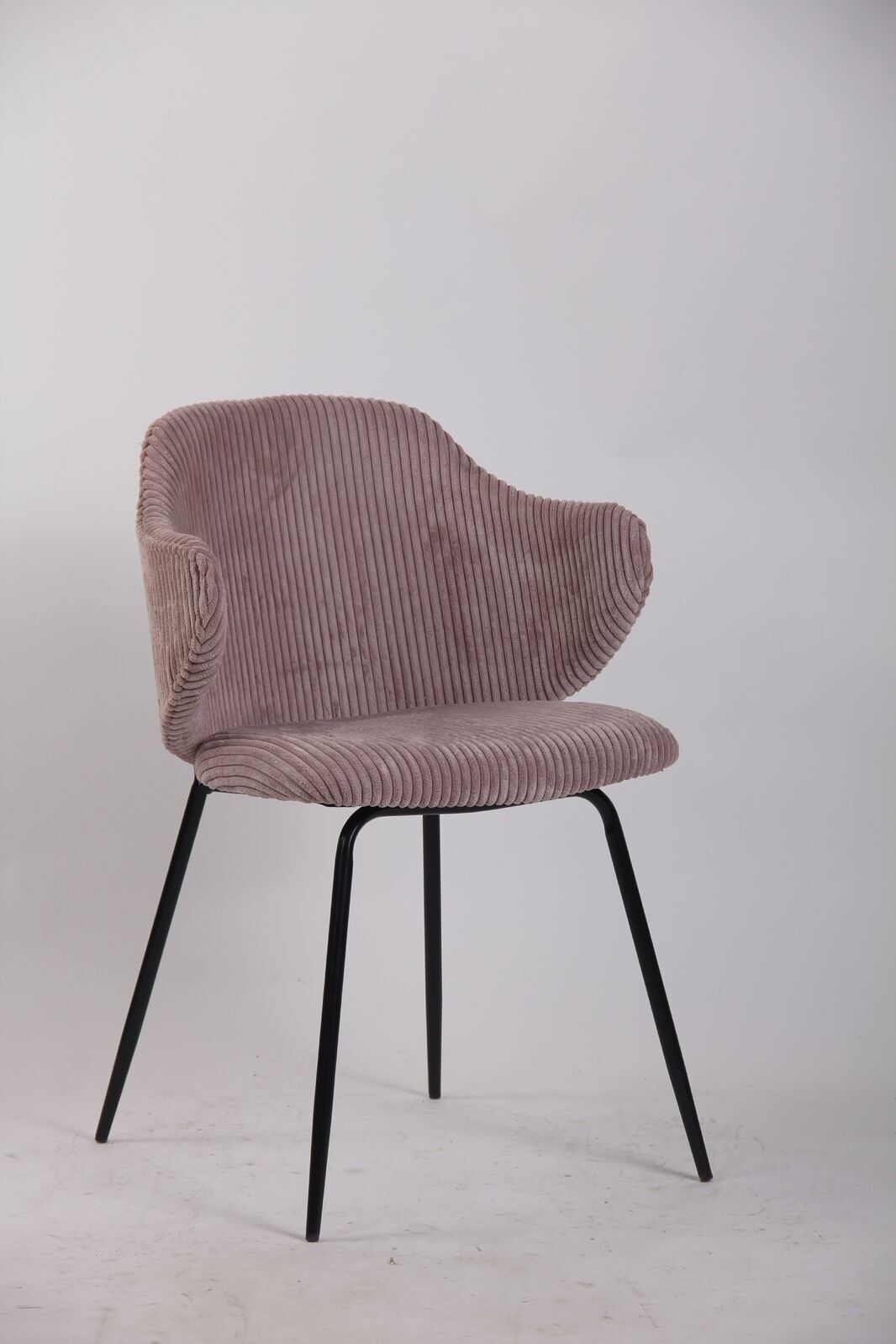Set of 6 Dining Chairs with Corduroy Cord Fabric in Pink