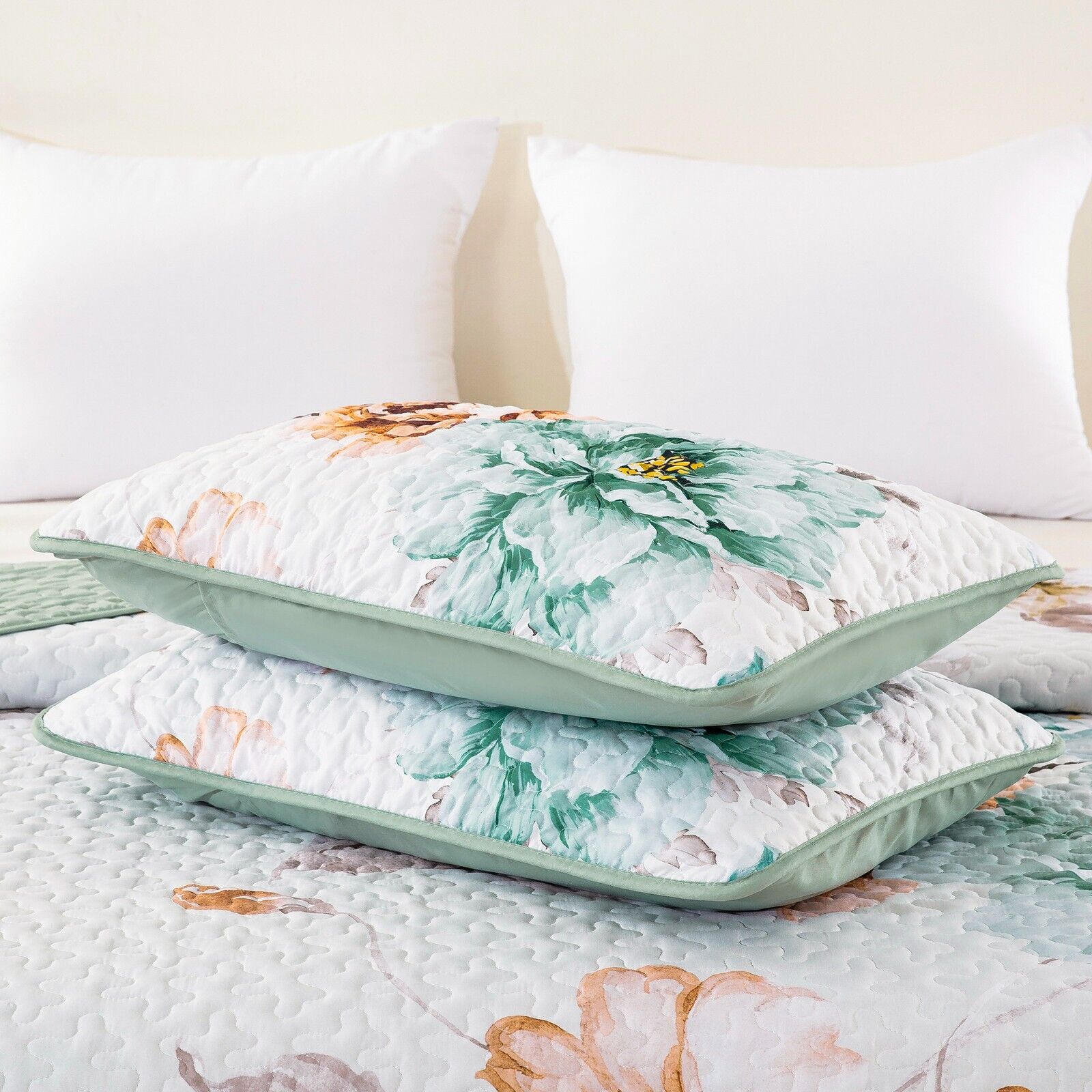 Rustic Farmhouse Chic floral Cozy 3 Pc Bedspread & Pillow Cover Set
