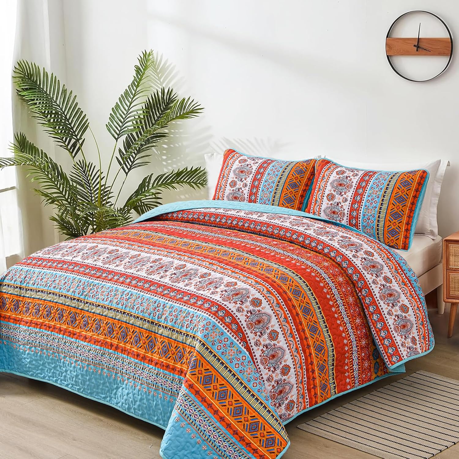 Serene boho peony Plush 3 Pc Bedspread & Pillow Cover Set