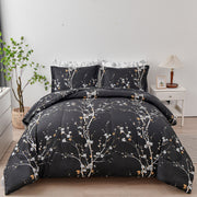 Soft Leaves Comforter Set, King Size, Quilted Bedding with Pillowcases