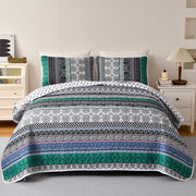 Romantic Blush green grey 3 Pc Bedspread & Pillow Cover Set