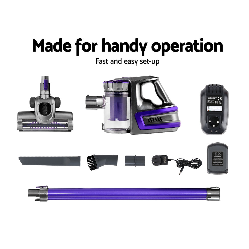 Stick Vacuum Cleaner Bagless Cordless 150W Purple