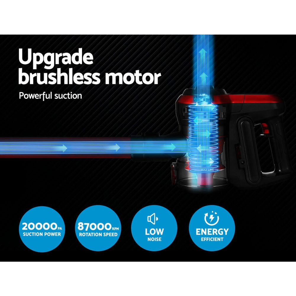 Stick Vacuum Cleaner Brushless Cordless 250W Red