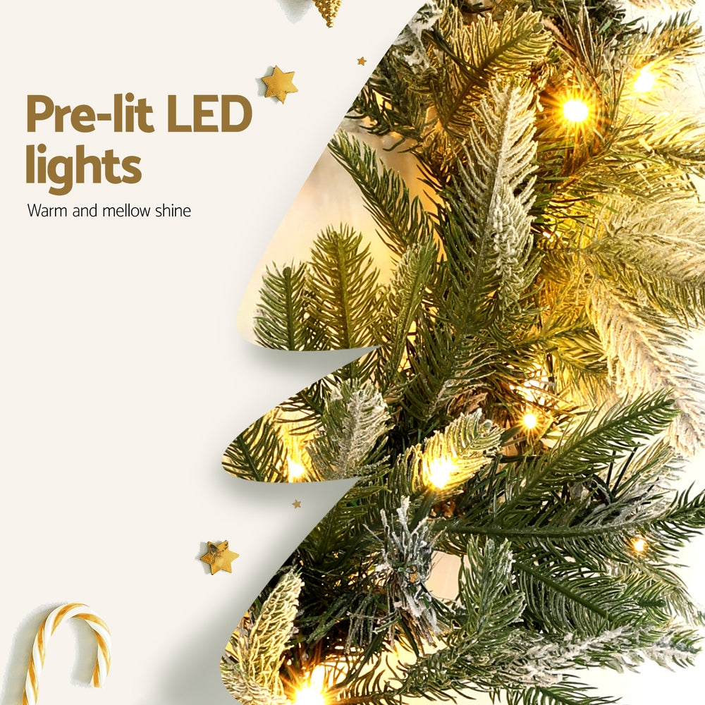 Jingle Jollys 3M Christmas Garland Pre-lit LED Lights Snow Frosted Tips Decor